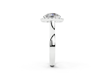 18K Gold Half Pavé Halo Diamond Engagement Ring 3 Carat