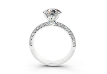 18K Gold Half Pavé Six Prong Knife Edge Diamond Engagement Ring 2 Carat