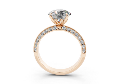 18K Gold Half Pavé Six Prong Knife Edge Diamond Engagement Ring 2.5 Carat