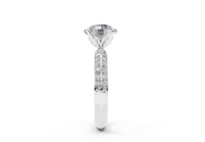 18K Gold Half Pavé Six Prong Knife Edge Diamond Engagement Ring 2.5 Carat