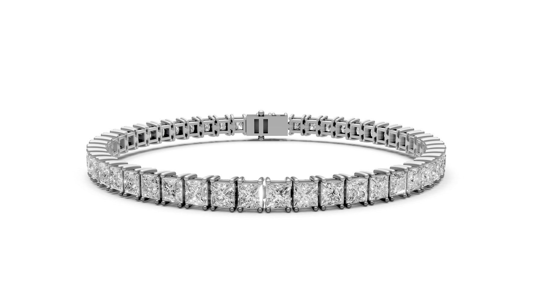 7.3ct Princess-Cut Lab Grown Diamond Tennis Bracelet – 18k White Gold