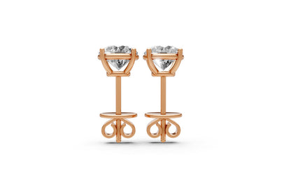 2.06ct Round Lab Grown Diamond Stud Earrings (1ct each) – 18k Rose Gold, IGI Certified