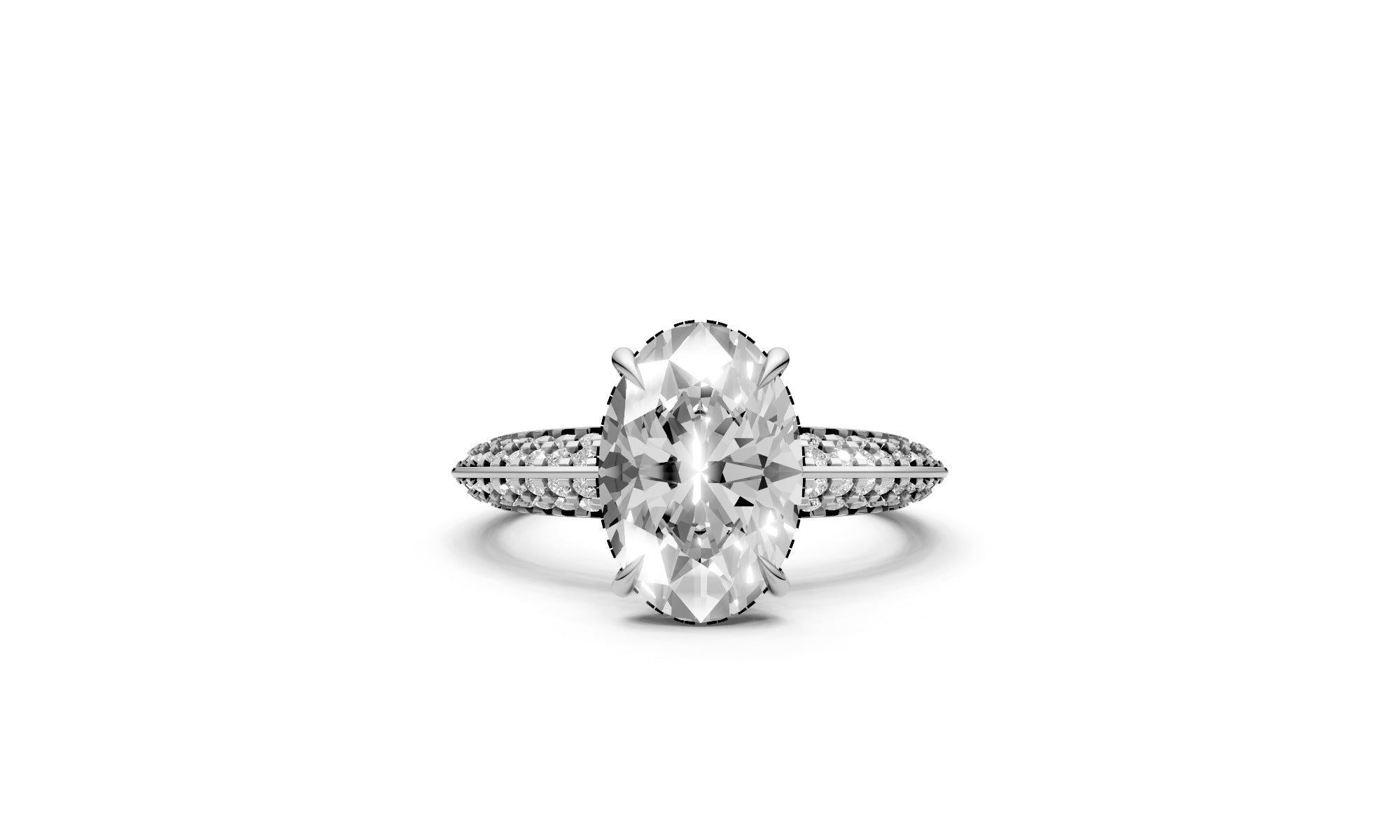 2.59ct Oval Lab Grown Diamond Convertible Ring – North-South & East-West Setting, 18k White Gold, IGI Certified