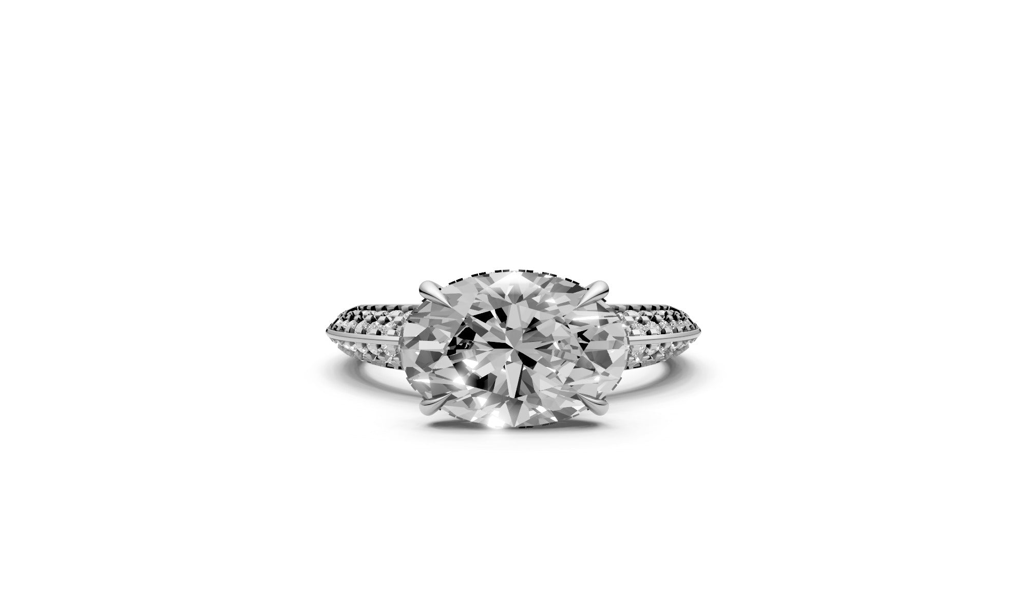2.59ct Oval Lab Grown Diamond Convertible Ring – North-South & East-West Setting, 18k White Gold, IGI Certified