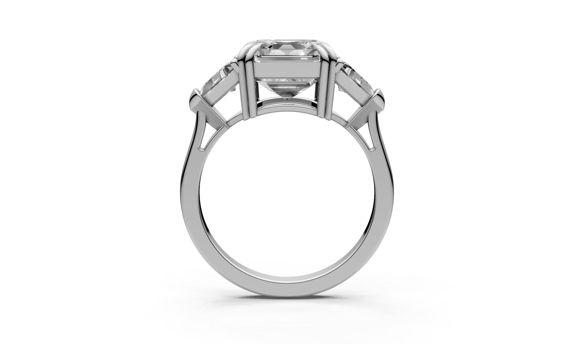 4.02ct Square Emerald-Cut Lab Grown Diamond Ring with Triangle Sides – 18k White Gold, IGI Certified