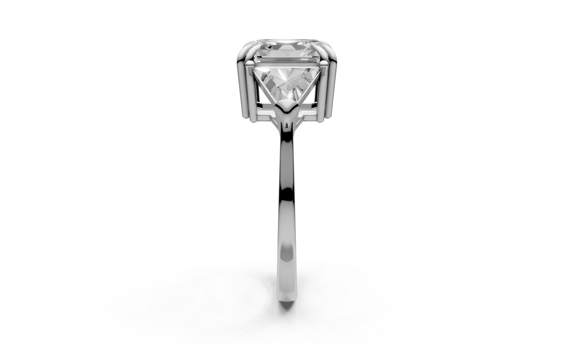 4.02ct Square Emerald-Cut Lab Grown Diamond Ring with Triangle Sides – 18k White Gold, IGI Certified