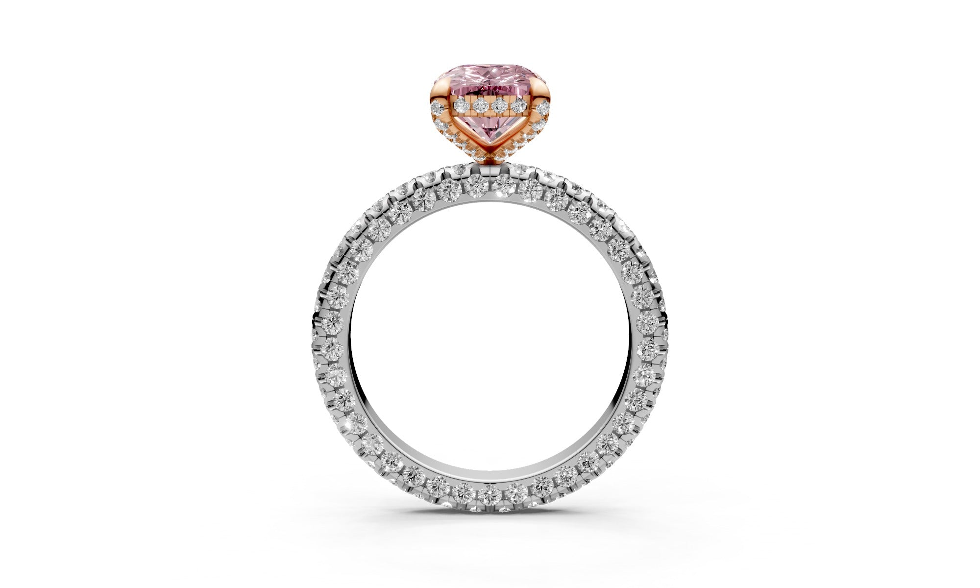 2.09ct Fancy Vivid Pink Elongated Cushion Fully Encrusted Lab Grown Diamond Ring – Rare Shades Collection, 18k Gold, IGI Certified