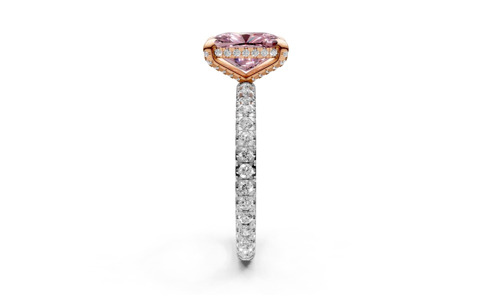 2.09ct Fancy Vivid Pink Elongated Cushion Fully Encrusted Lab Grown Diamond Ring – Rare Shades Collection, 18k Gold, IGI Certified