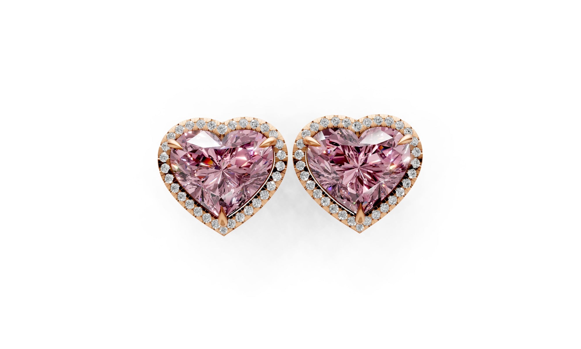 10.44ct Fancy Vivid Pink Heart Lab Grown Diamond Earrings – Rare Shades Collection, 18k Rose Gold, IGI Certified