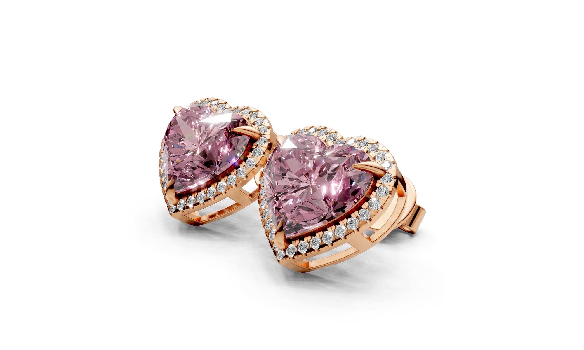 10.44ct Fancy Vivid Pink Heart Lab Grown Diamond Earrings – Rare Shades Collection, 18k Rose Gold, IGI Certified