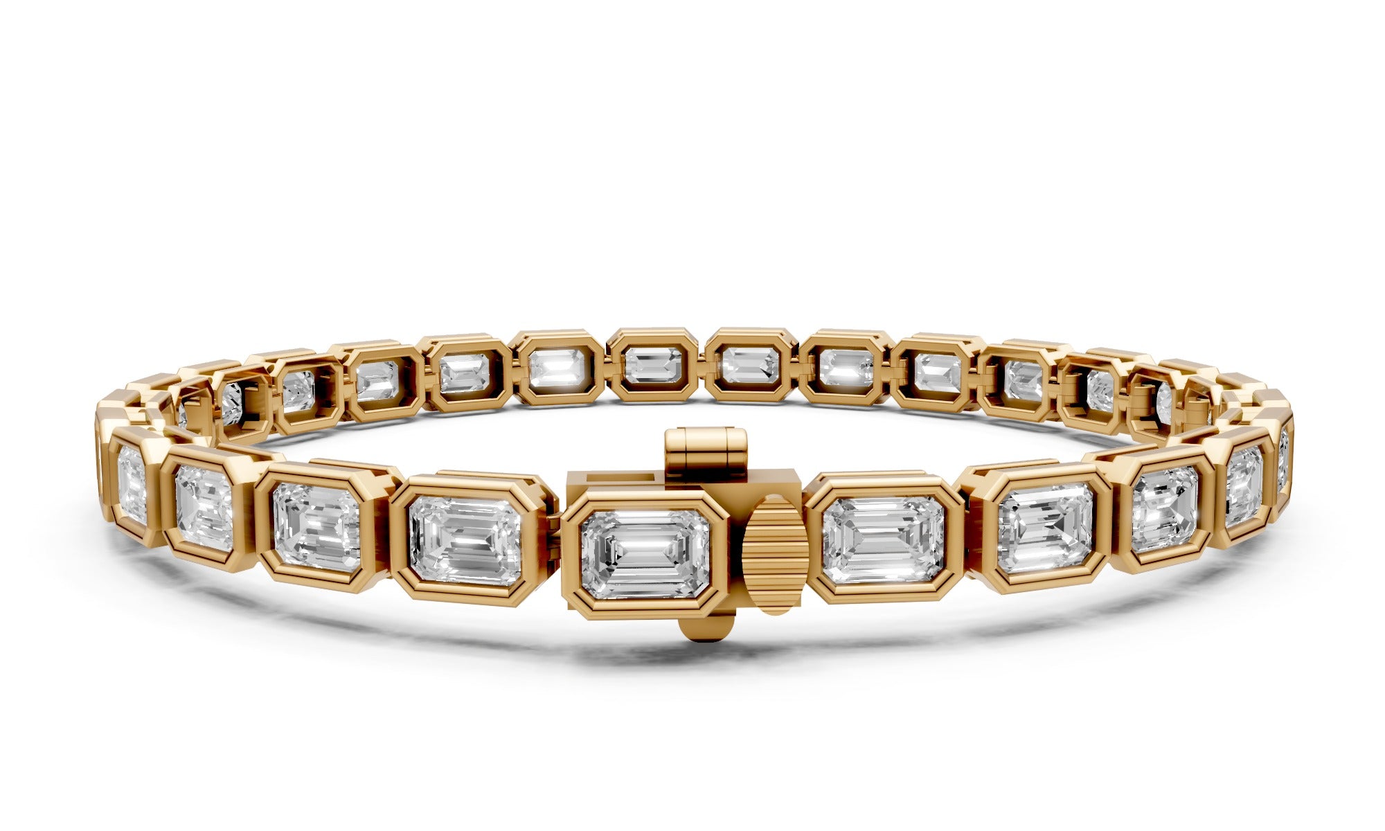 7.92ct Emerald-Cut Lab Grown Diamond Tennis Bracelet – 18k Yellow Gold