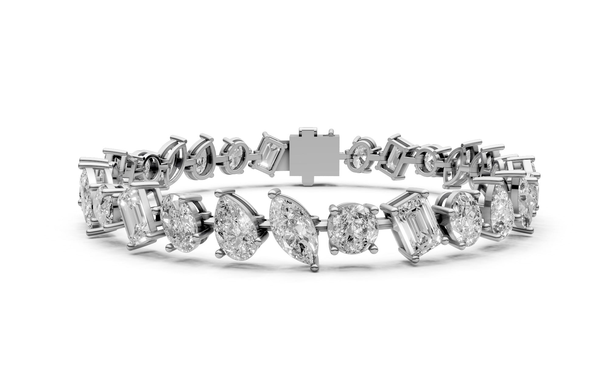 16.11ct Multi-Cut Lab Grown Diamond Tennis Bracelet – 18k White Gold