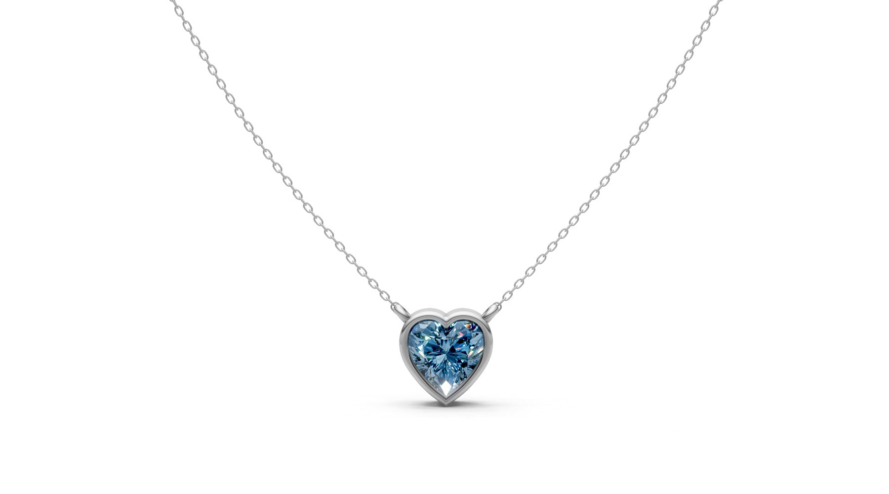 0.6ct Blue Heart Lab Grown Diamond Pendant – Rare Shades Collection, 18k White Gold