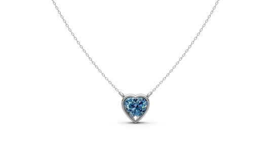 0.6ct Blue Heart Lab Grown Diamond Pendant – Rare Shades Collection, 18k White Gold