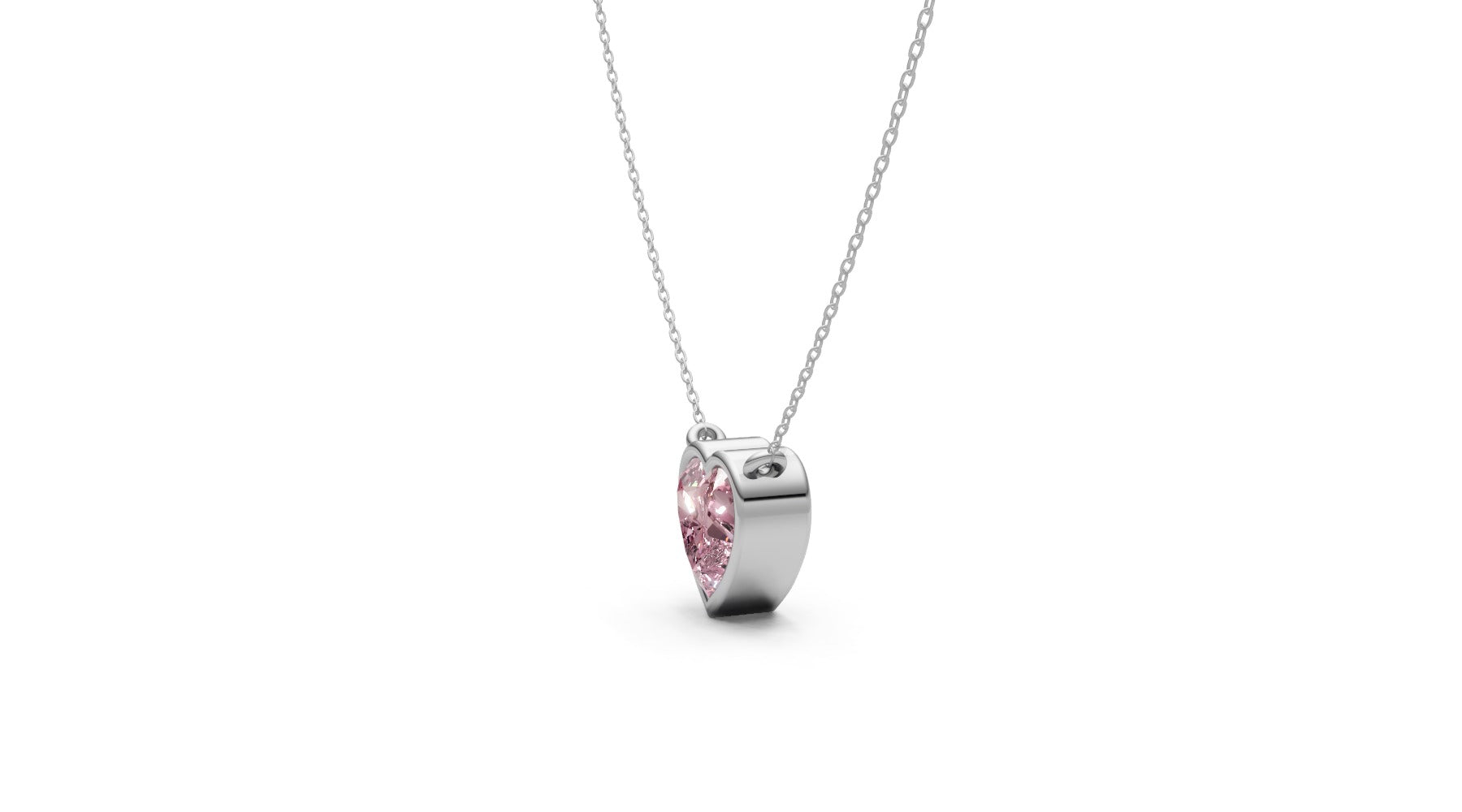 1ct Pink Heart Lab Grown Diamond Pendant – Rare Shades Collection, 18k White Gold