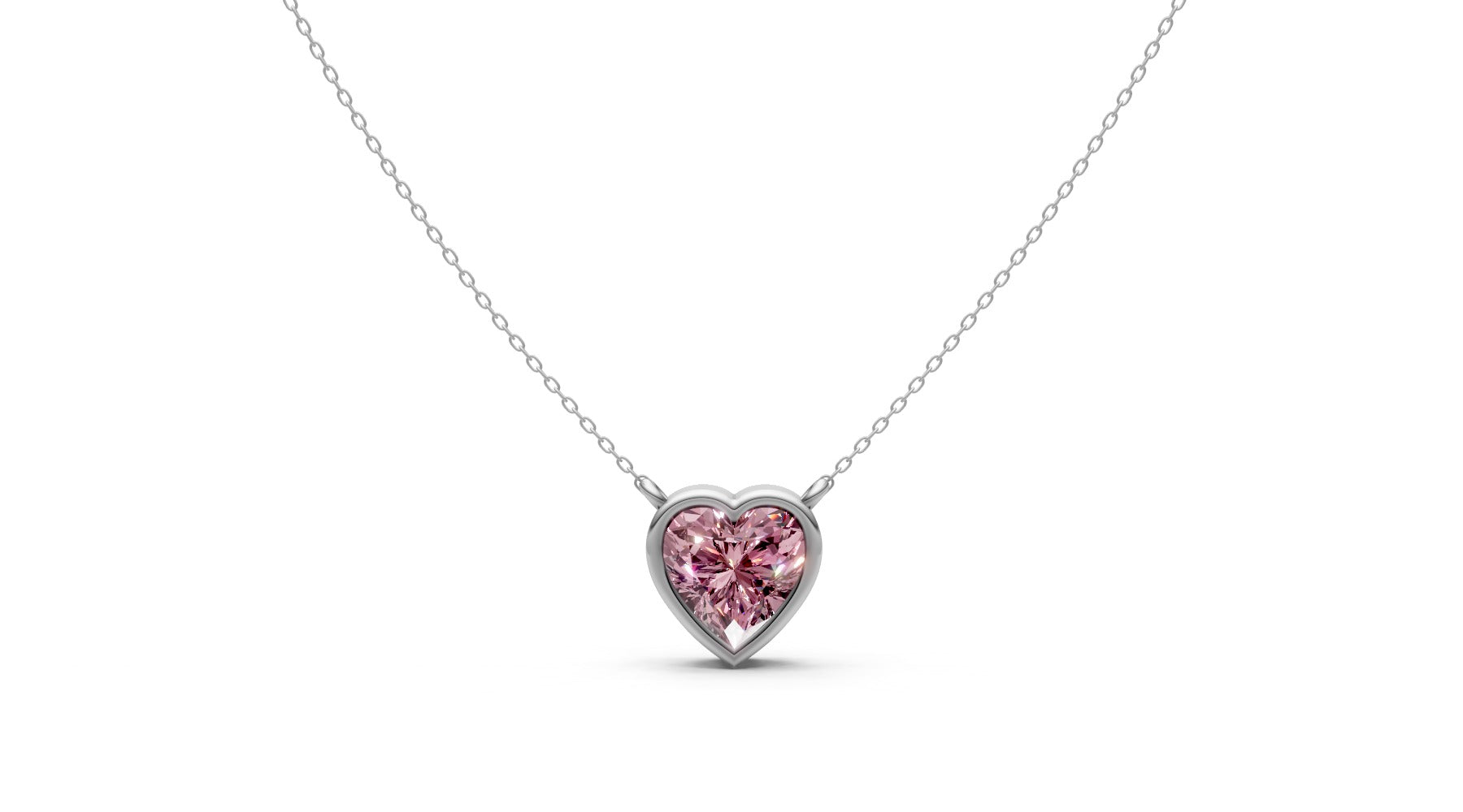1ct Pink Heart Lab Grown Diamond Pendant – Rare Shades Collection, 18k White Gold