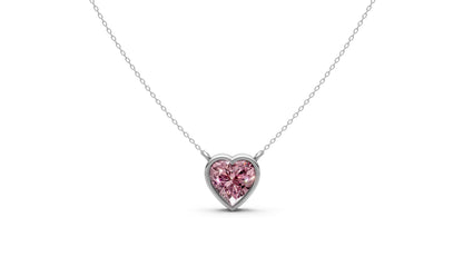 1ct Pink Heart Lab Grown Diamond Pendant – Rare Shades Collection, 18k White Gold