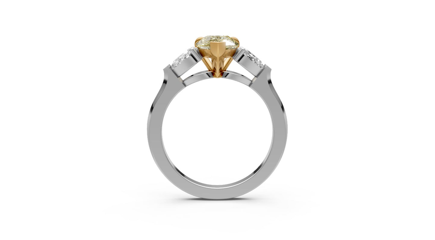 2.05ct Fancy Vivid Yellow Pear Lab Grown Diamond Ring – Rare Shades Collection, 18k Gold, IGI Certified