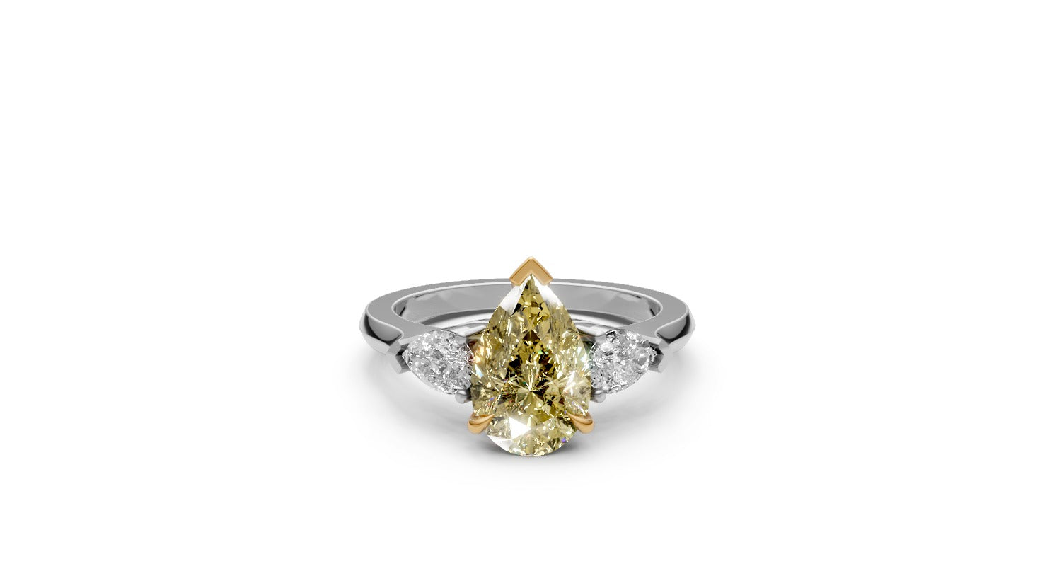 2.05ct Fancy Vivid Yellow Pear Lab Grown Diamond Ring – Rare Shades Collection, 18k Gold, IGI Certified