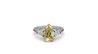 2.05ct Fancy Vivid Yellow Pear Lab Grown Diamond Ring – Rare Shades Collection, 18k Gold, IGI Certified