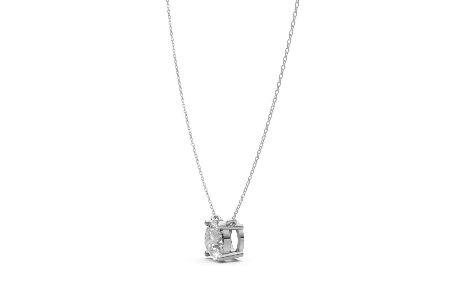 1ct Round Lab Grown Diamond Solitaire Pendant – 18k White Gold, IGI Certified