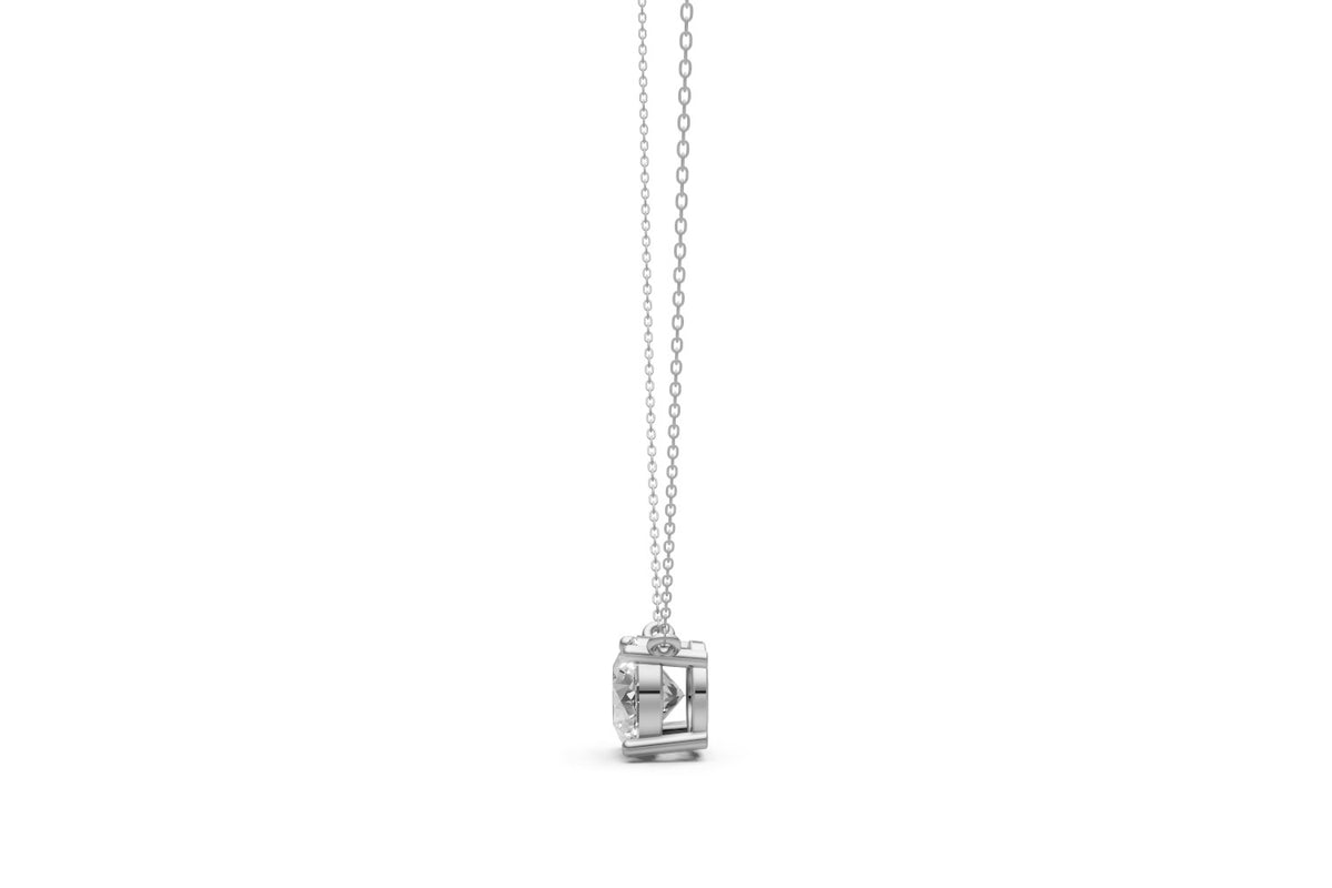 Round Lab Grown Diamond Solitaire Pendant – 18k White Gold, IGI Certified