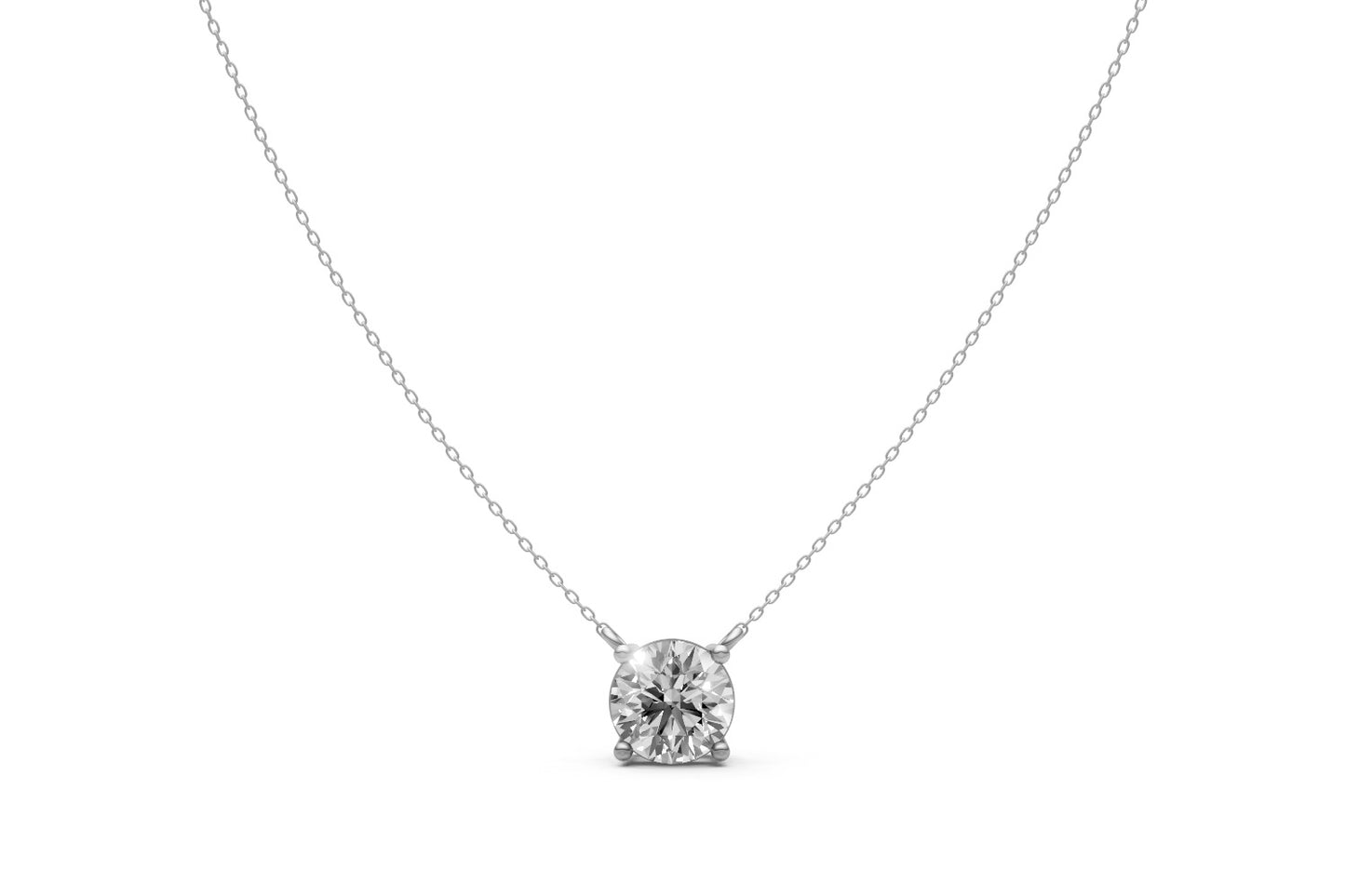 1ct Round Lab Grown Diamond Solitaire Pendant – 18k White Gold, IGI Certified