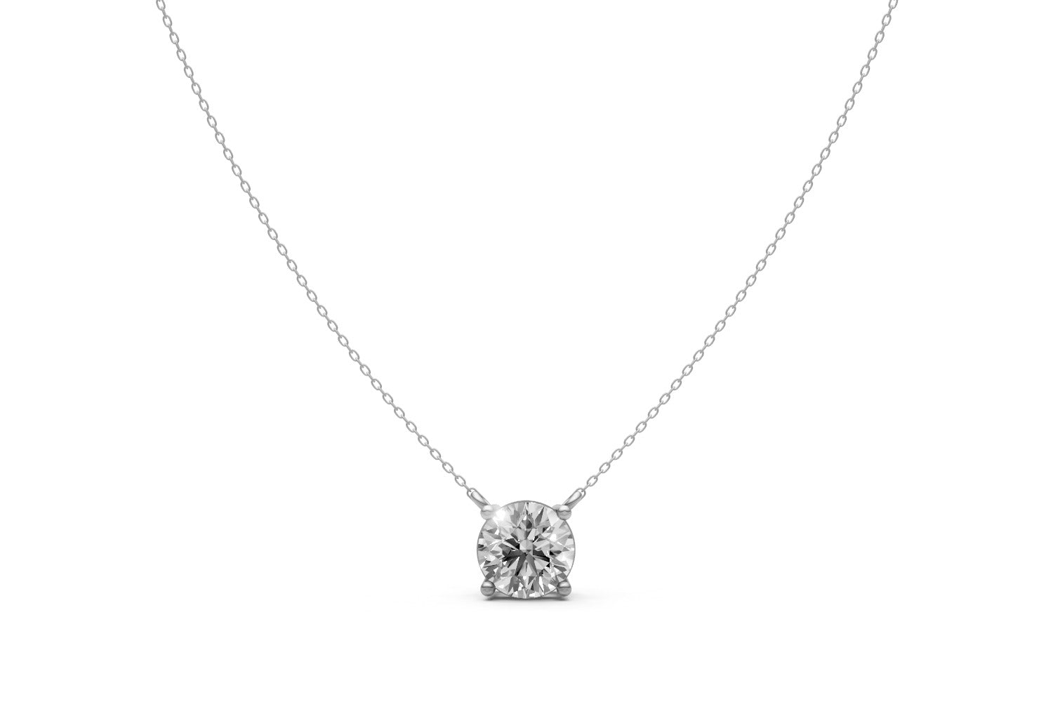 1ct Round Lab Grown Diamond Solitaire Pendant – 18k White Gold, IGI Certified