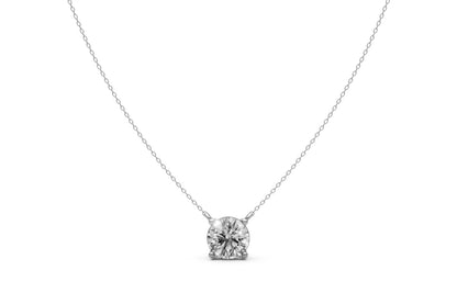 1ct Round Lab Grown Diamond Solitaire Pendant – 18k White Gold, IGI Certified