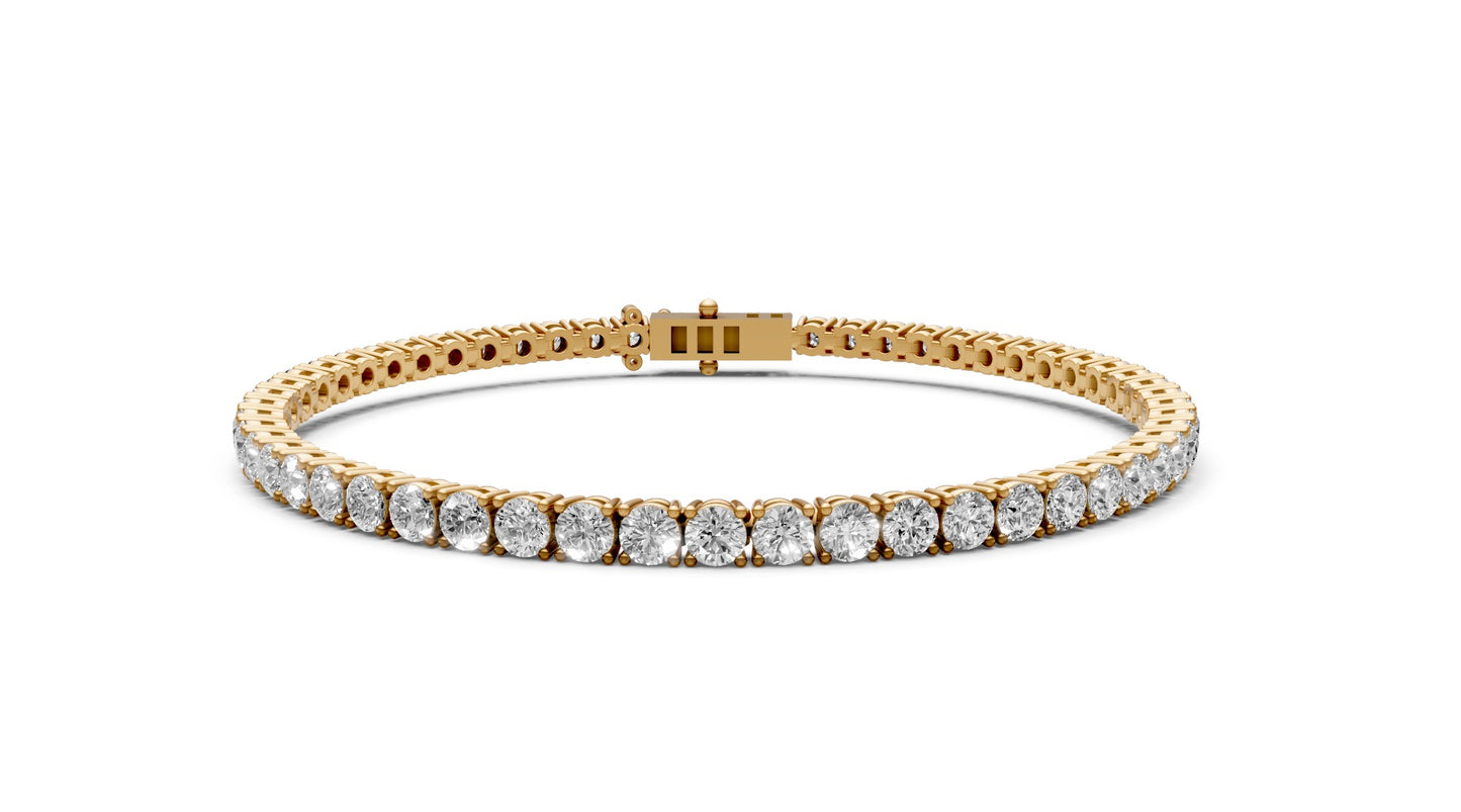 5.28ct Round Lab Grown Diamond Tennis Bracelet – 18k Yellow Gold
