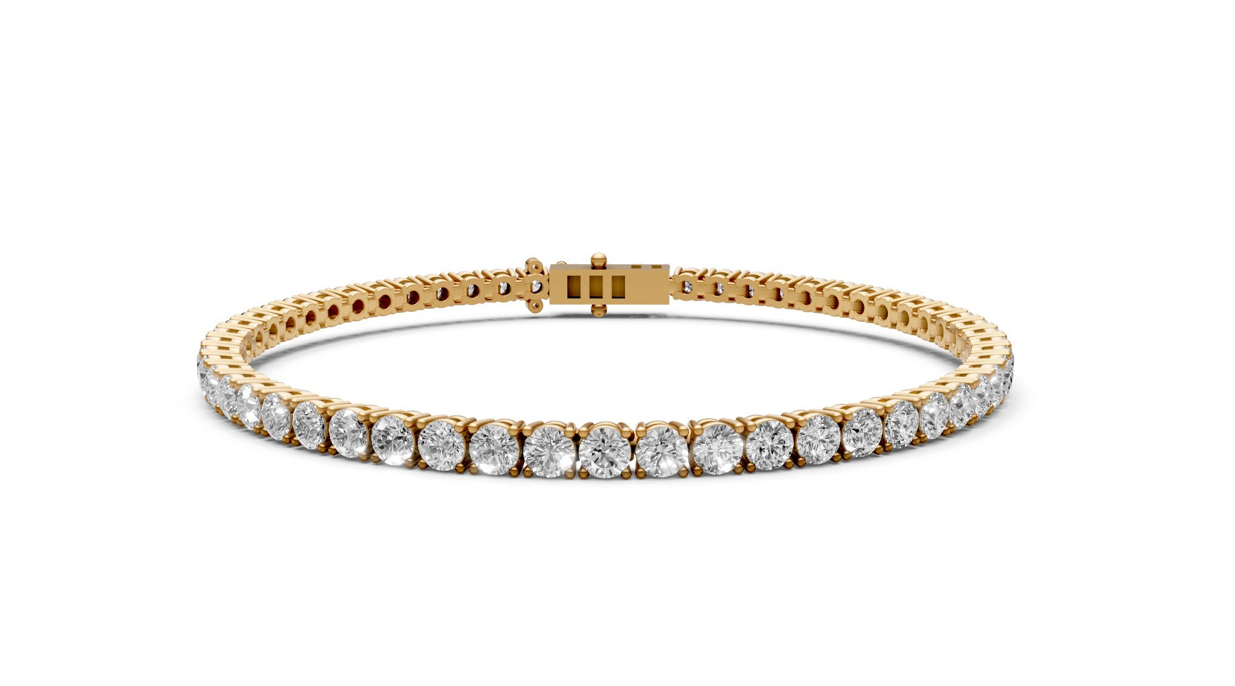 5.28ct Round Lab Grown Diamond Tennis Bracelet – 18k Yellow Gold