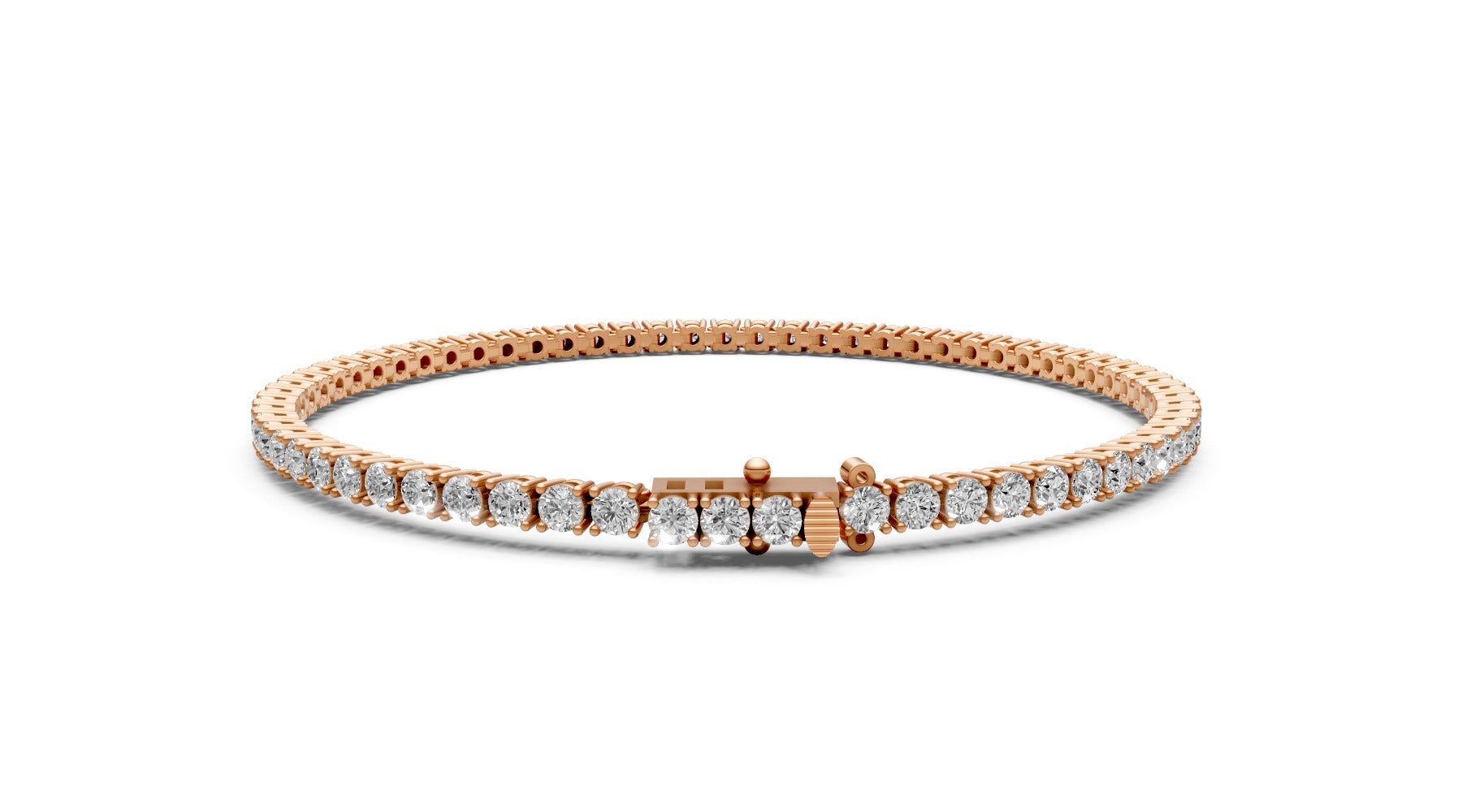 2.9ct Round Lab Grown Diamond Tennis Bracelet – 18k Rose Gold - Rose Gold#Material_Rose Gold#