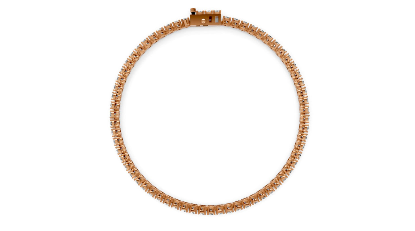 2.9ct Round Lab Grown Diamond Tennis Bracelet – 18k Rose Gold