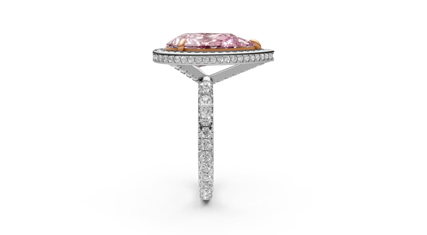 5.07ct Fancy Vivid Pink Pear Lab Grown Diamond Ring – Rare Shades Collection, 18k Gold, IGI Certified