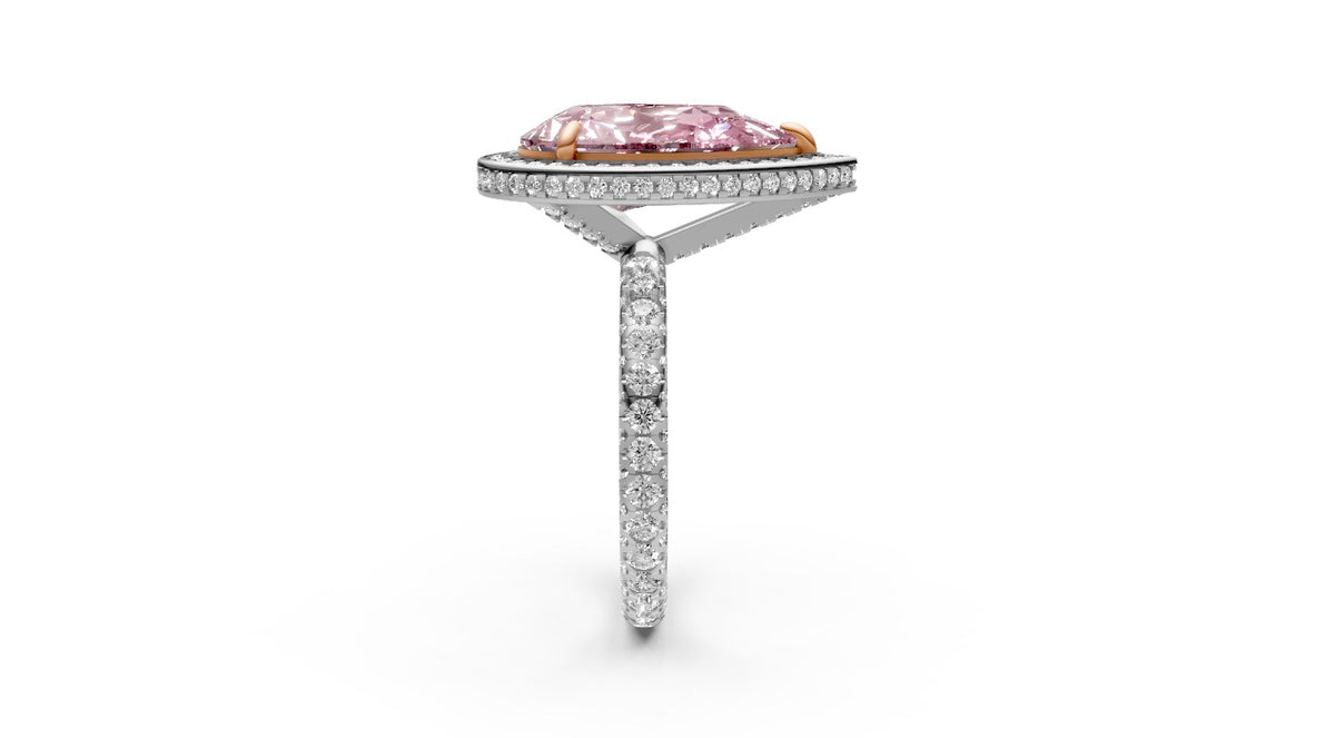 5.07ct Fancy Vivid Pink Pear Lab Grown Diamond Ring – Rare Shades Collection, 18k Gold, IGI Certified
