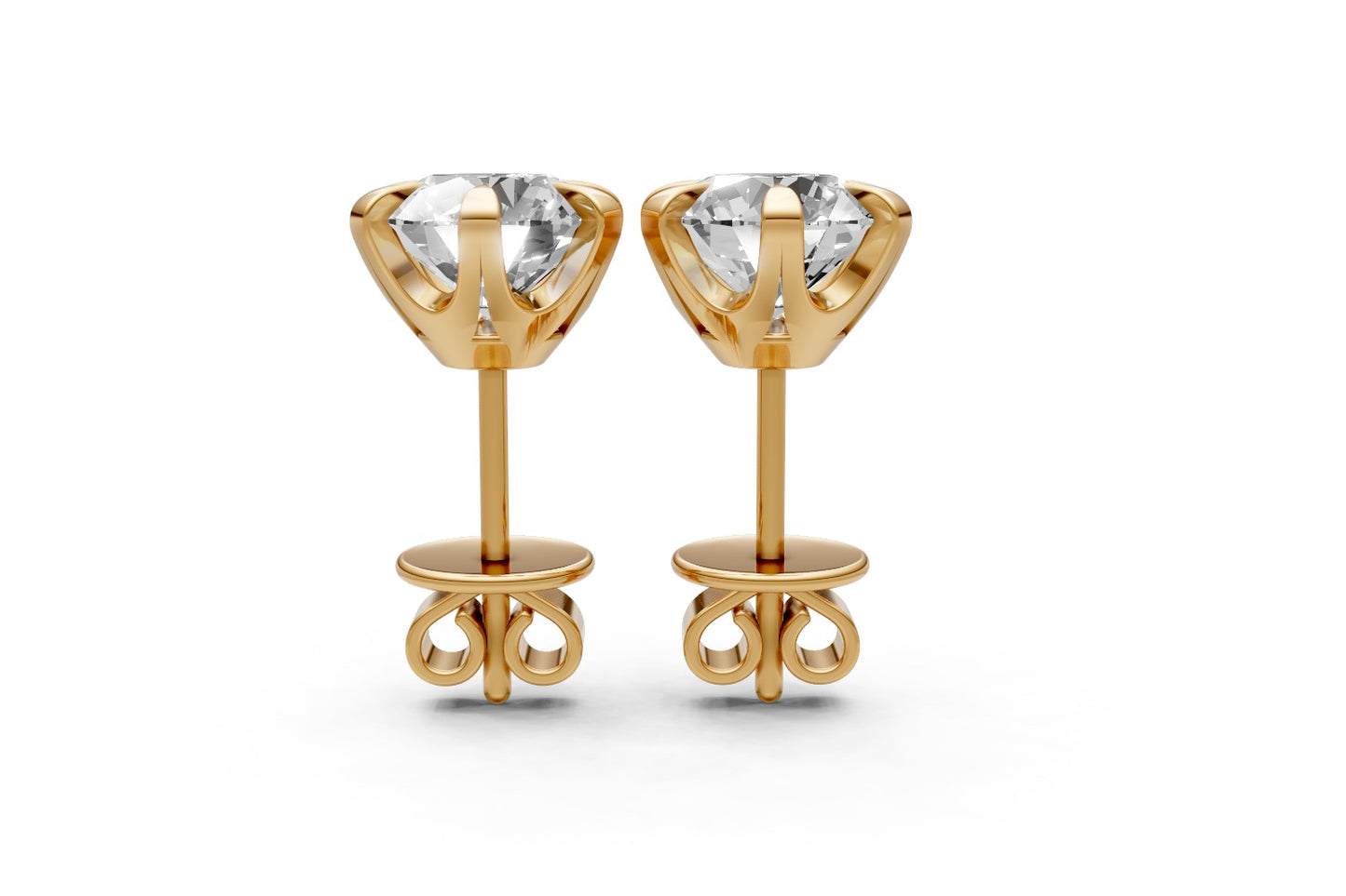 3ct Round Lab Grown Diamond Stud Earrings (1.5ct each) – 18k Yellow Gold, IGI Certified