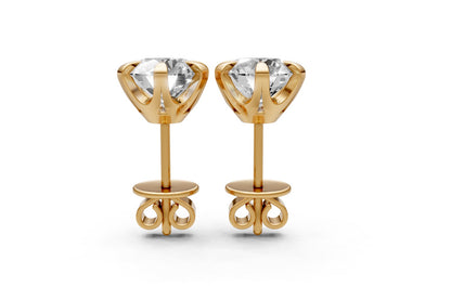 3ct Round Lab Grown Diamond Stud Earrings (1.5ct each) – 18k Yellow Gold, IGI Certified
