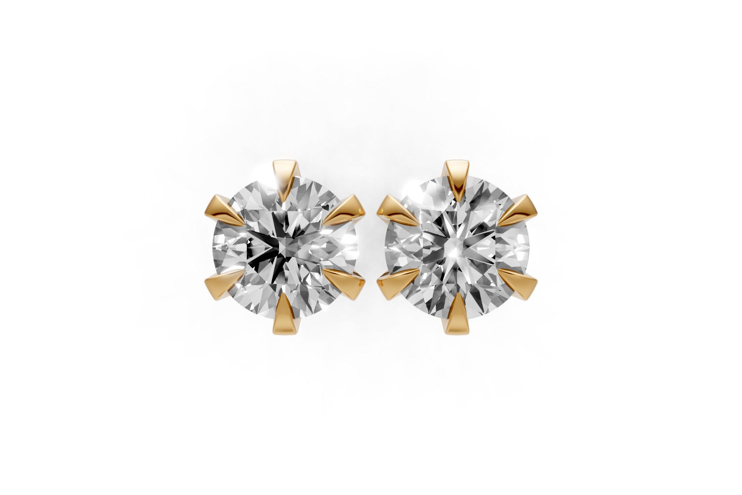 3ct Round Lab Grown Diamond Stud Earrings (1.5ct each) – 18k Yellow Gold, IGI Certified