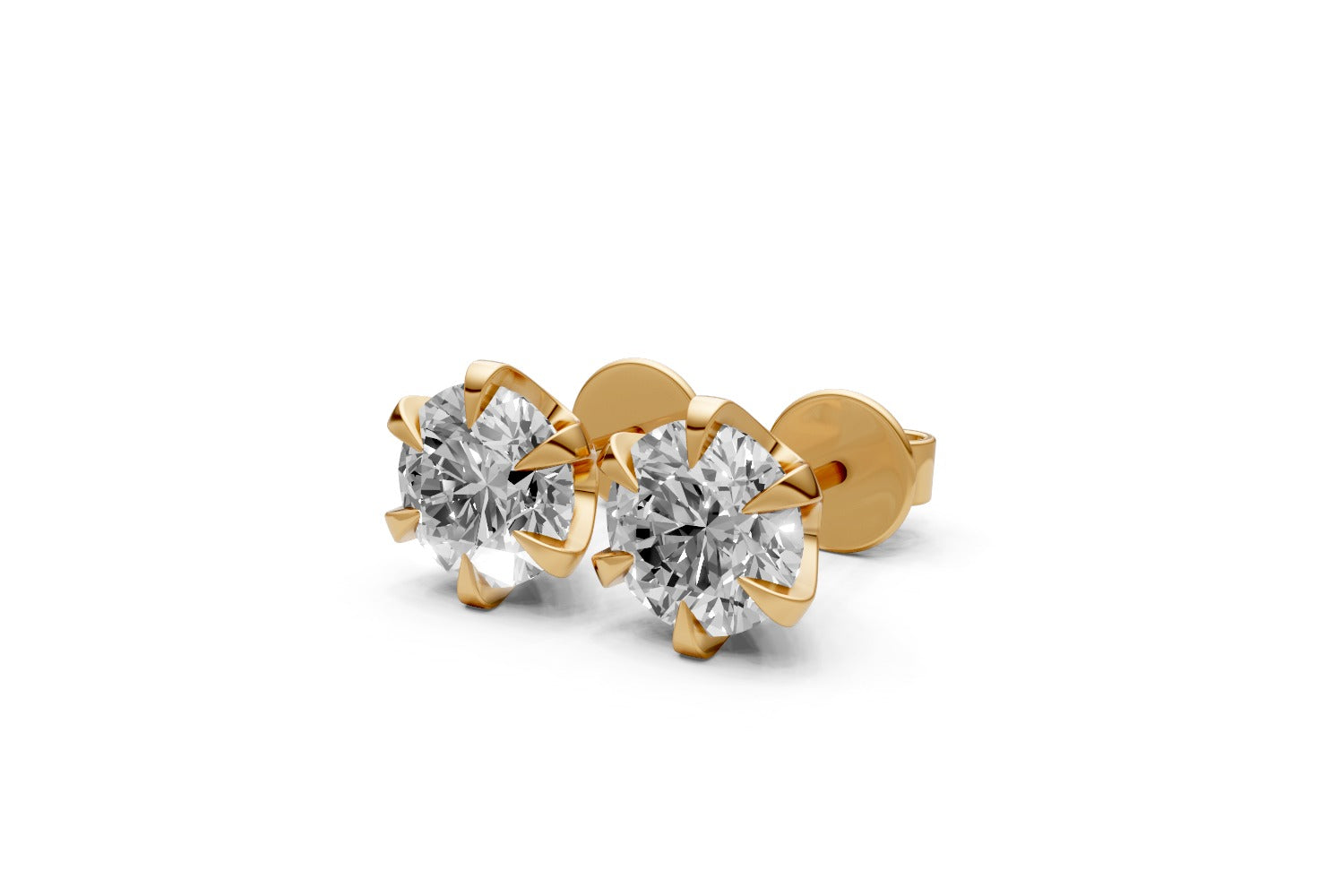 Round Diamond Studs 3ct | Yellow Gold | The Carat Lab