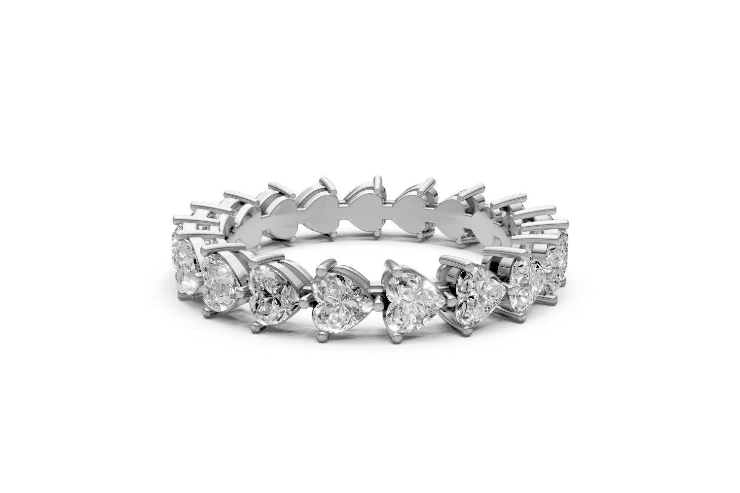 1.84ct Heart-Cut Lab Grown Diamond Eternity Ring – 18k White Gold
