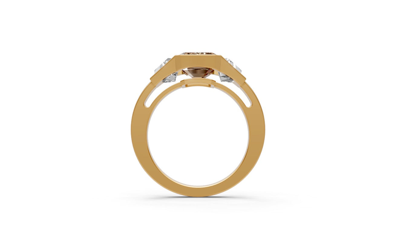 3.04ct Champagne Emerald-Cut Lab Grown Diamond Ring – Rare Shades Collection, 18k Yellow Gold, IGI Certified