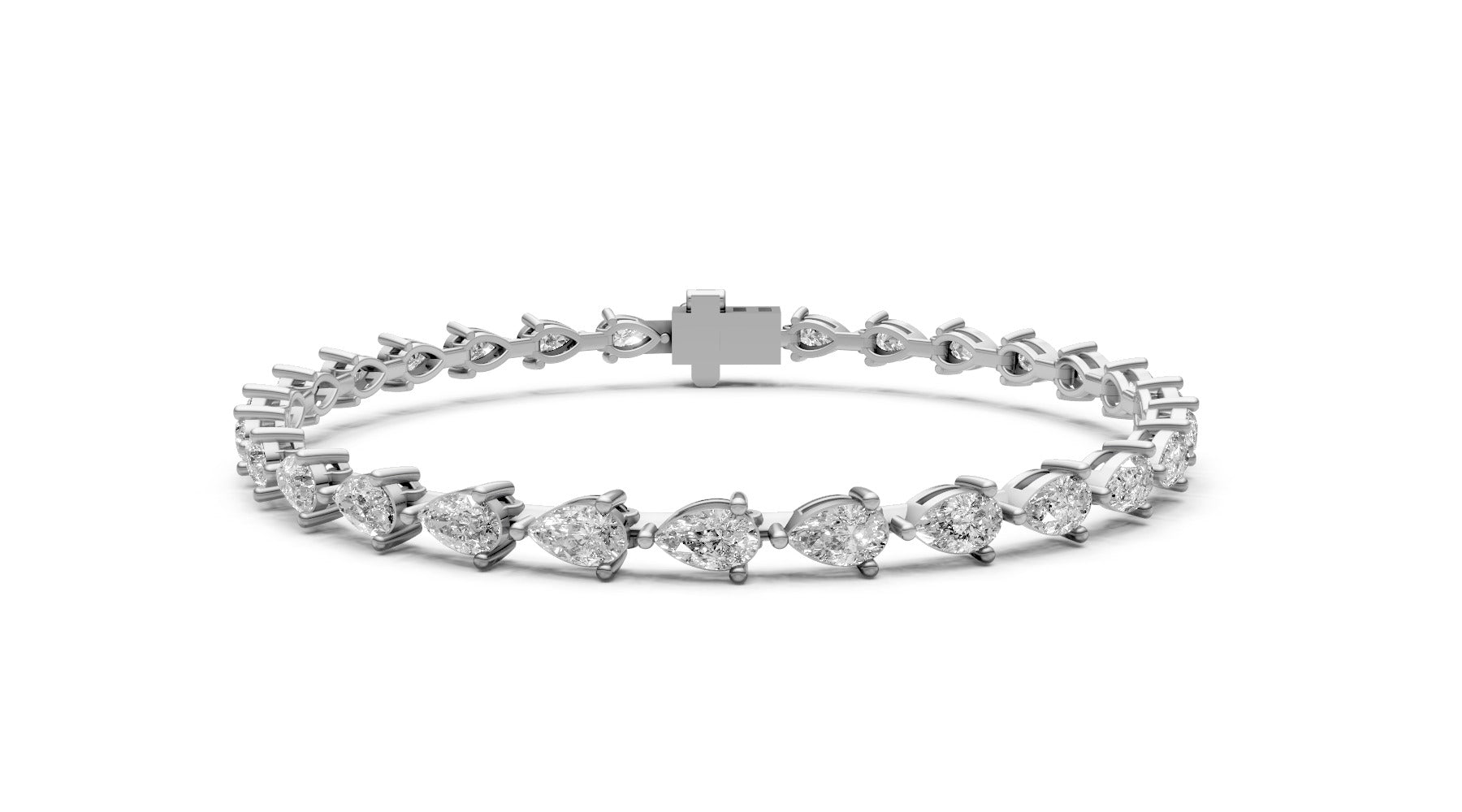 4.66ct Pear-Cut Lab Grown Diamond Tennis Bracelet – 18k White Gold