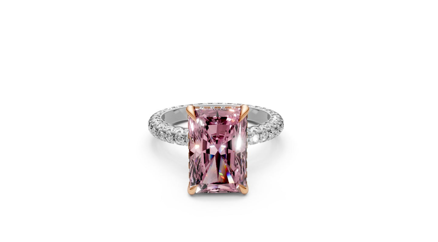 4.02ct Fancy Vivid Pink Radiant Lab Grown Diamond Ring – Rare Shades Collection, 18k Gold, IGI Certified