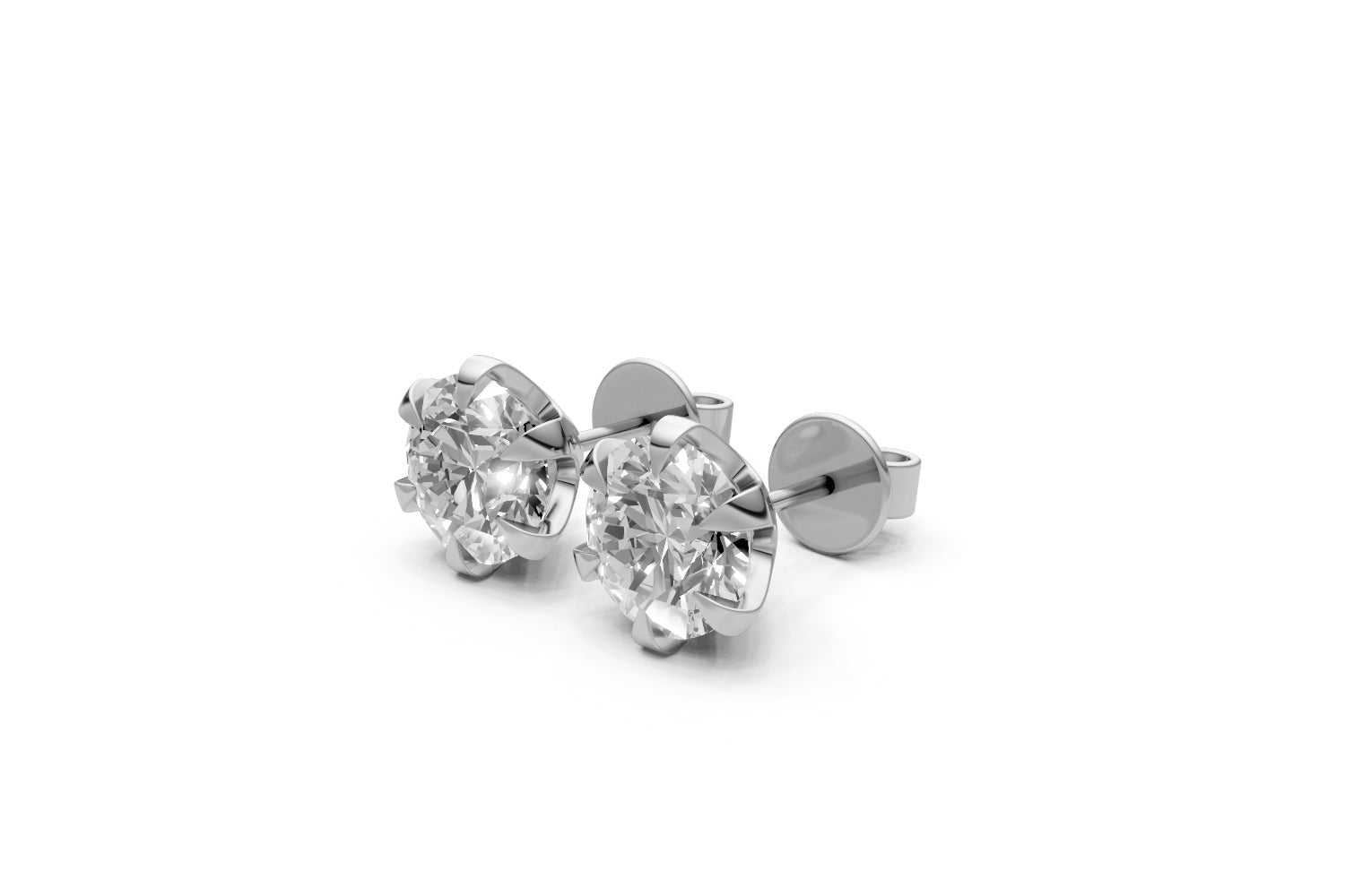 4.09ct Round Lab Grown Diamond Stud Earrings (2ct each) – 18k White Gold, IGI Certified