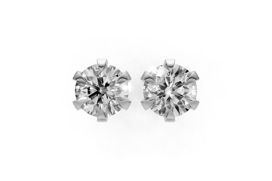 4.09ct Round Lab Grown Diamond Stud Earrings (2ct each) – 18k White Gold, IGI Certified