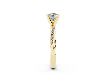 18K Gold Half Pavé Rope Diamond Engagement Ring 1 Carat