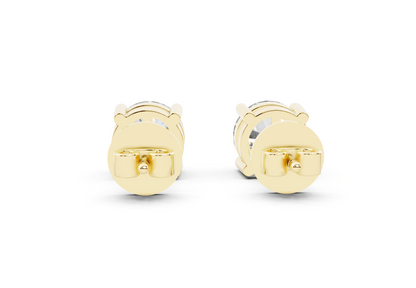 18k Gold Four Prong Brilliant Cut Lab Grown Round Diamond Stud Earrings