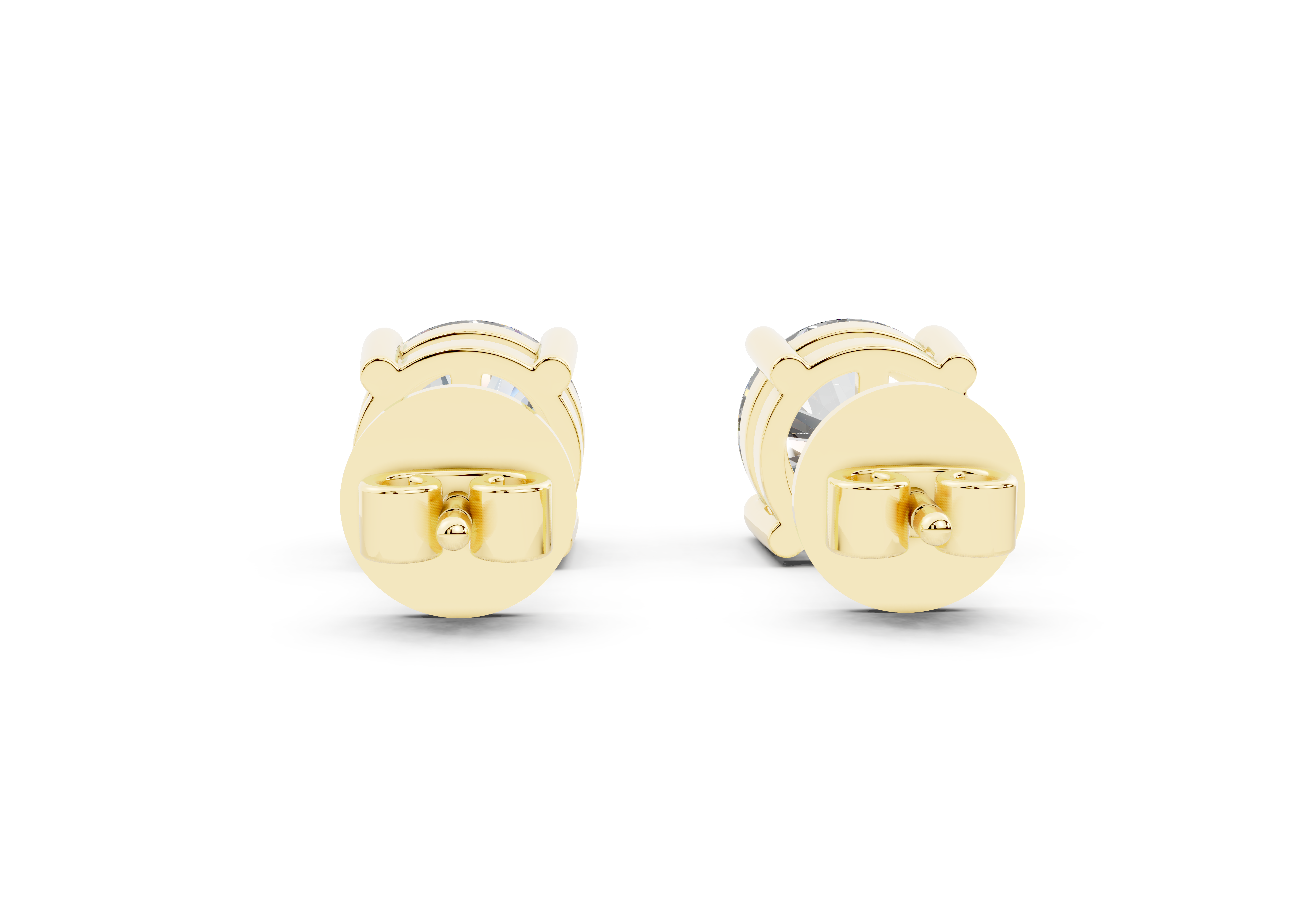 18k Gold Four Prong Brilliant Cut Lab Grown Round Diamond Stud Earrings - Yellow Gold#Material_Yellow Gold#