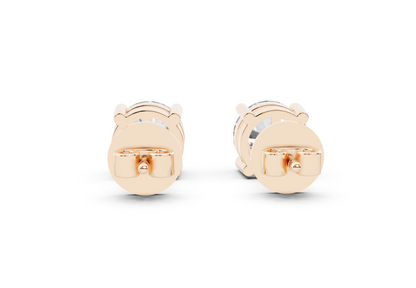 18k Gold Four Prong Brilliant Cut Lab Grown Round Diamond Stud Earrings