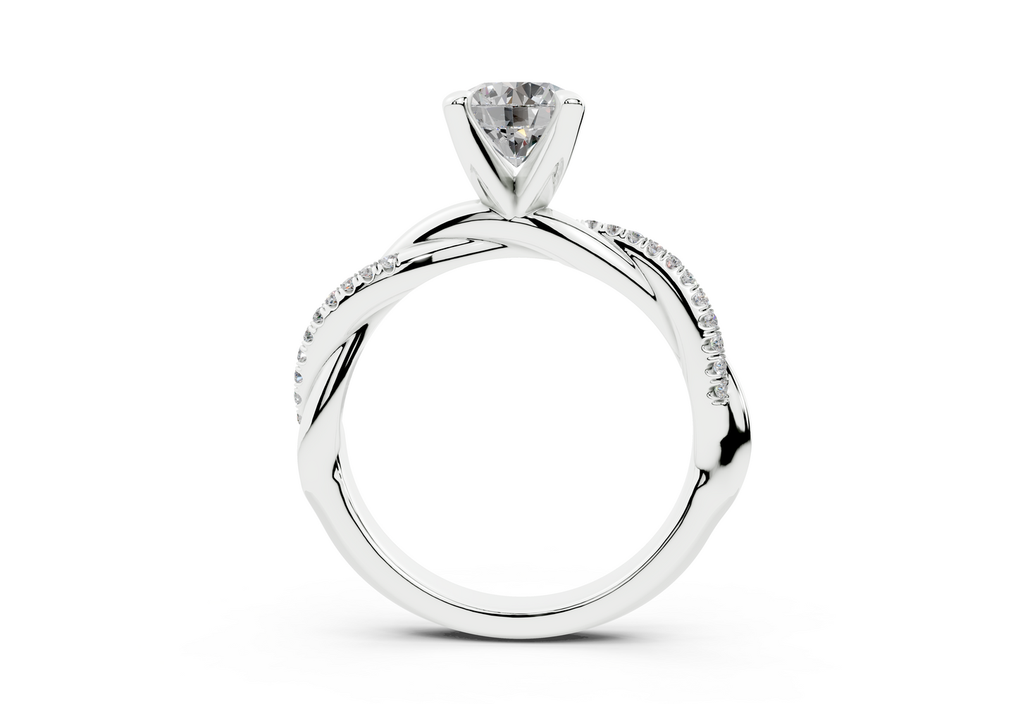 18K Gold Half Pavé Rope Diamond Engagement Ring 1 Carat